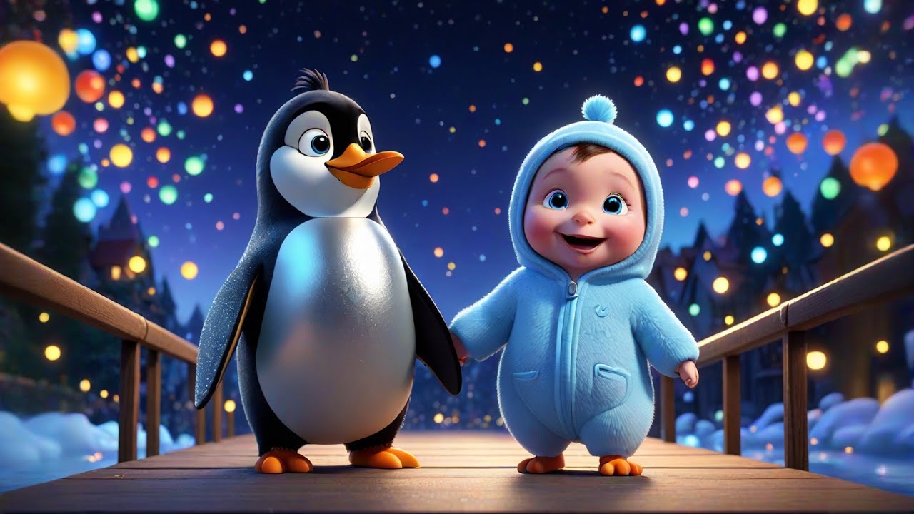 Baby and the Silver Penguin Ride 🐧👶✨ | Learn Animal Adventure Words for Kids | Fun Learning Journey