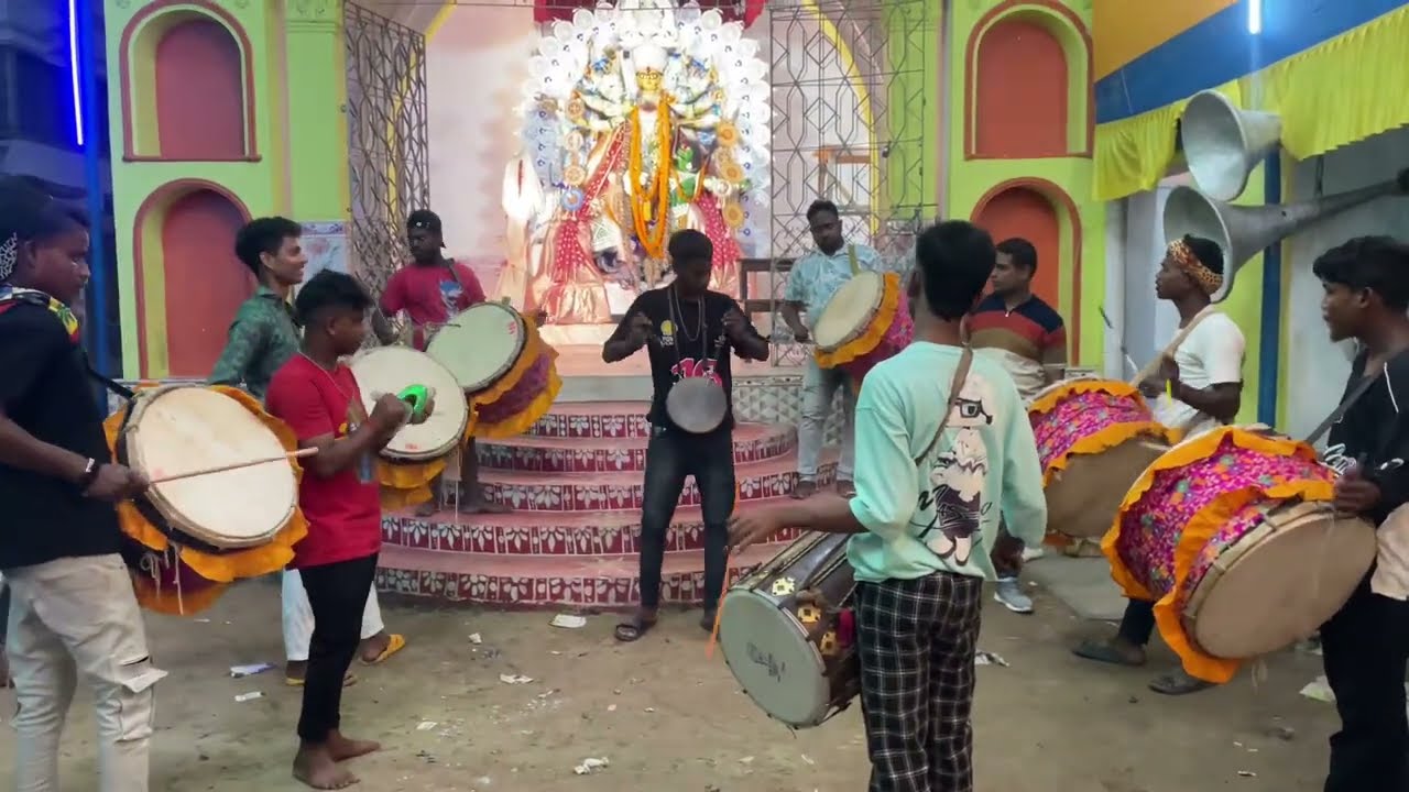 Santipur Durga Puja 2024 🤩🥁 Dafli Wale Dafli Baja Song 🎹🔥 Aashiqui Dhol Tasa Party 💯🎊 Bejpara ||