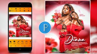 How To Design A Birthday flyer on Pixellab || Smartphone Design || Full Tutorial 
