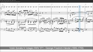 HWV 371 Sonata IV in D Adagio - Händel - Level 1 Metronome + Violin Solo + Strings