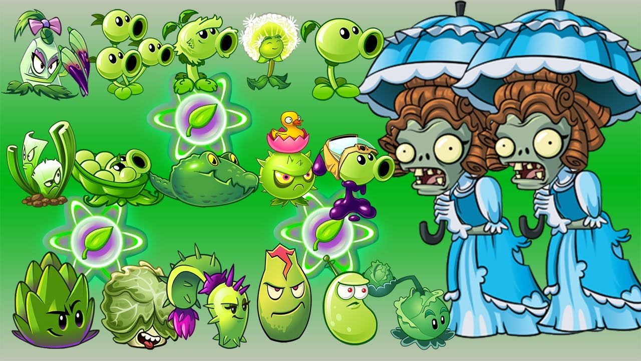PvZ 2 Challenge All Green Plants Max Level Power Up Vs 100 Parasol