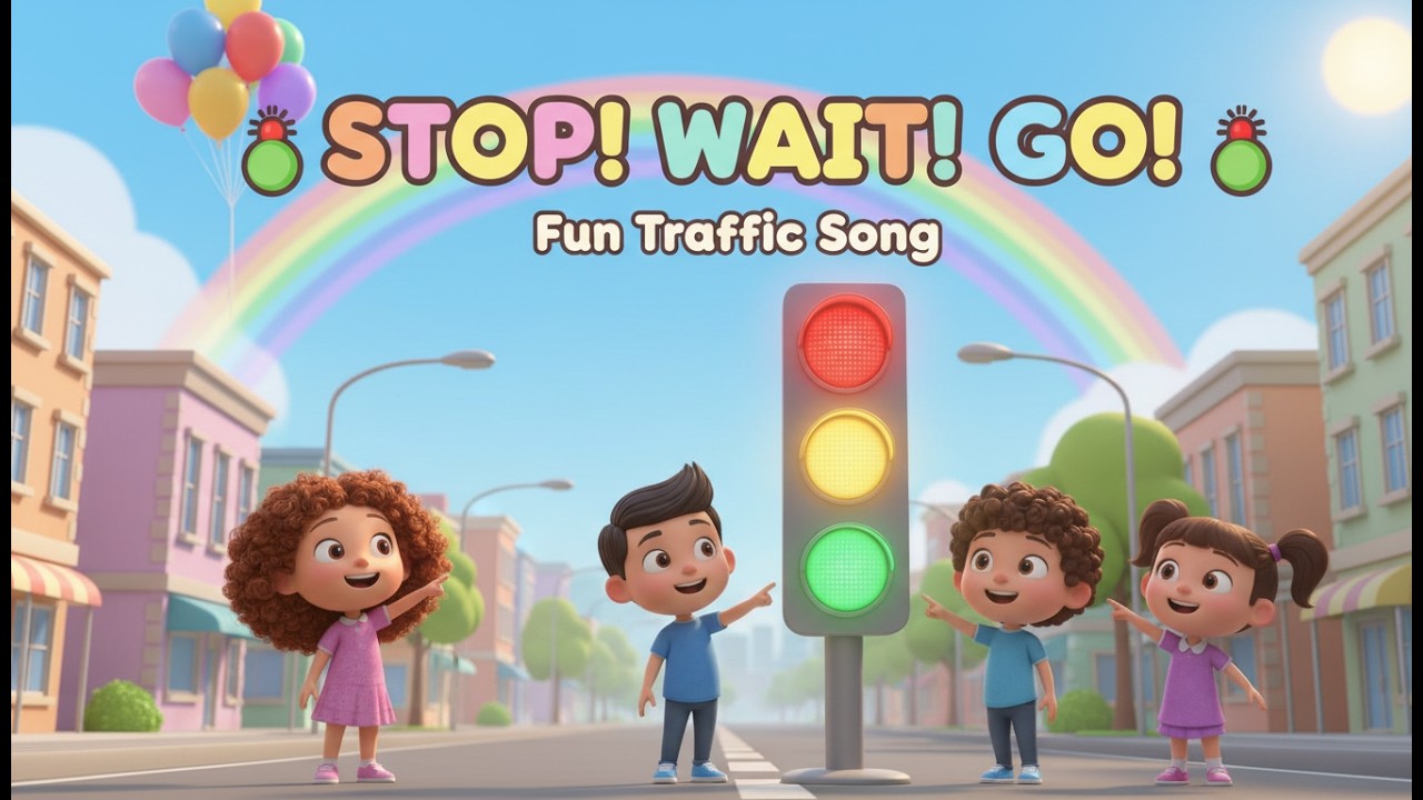 Traffic Light Song for Kids | Red Yellow Green | Road Safety Rhyme for Children | Stop! Wait! Go!