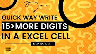 Write More Then 15 Digits in a Excel Cell - Write More Then 15 Numbers in a Excel Cell #shorts