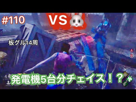 【dbd】また発電機5台チェイス！？板グルだけで14周w vs🐰 #110