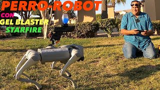 ROBOT CUADRUPEDO  CON GELBLASTER STARFIRE,  QUE LANZA BOLITAS DE GEL.