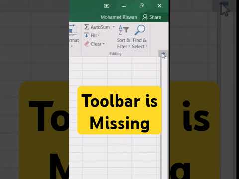 Toolbar is missing in excel | Toolbar is missing | excel toolbar not showing #excel