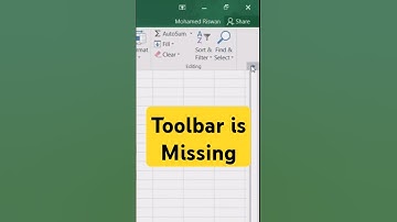 Toolbar is missing in excel | Toolbar is missing | excel toolbar not showing #excel