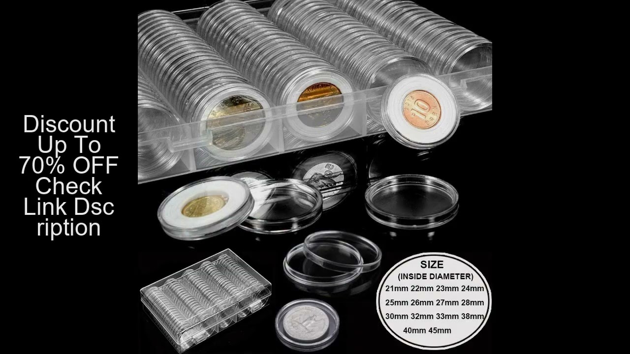 10/100p 21-46mm Transparent Plastic COINN Holder COINN Collecting Box Case for COINN Storage Capsule