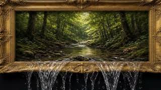 Living Painting Waterfall 8 Hours — Forest Brook Overflows Gold Frame (Sleep Study) screenshot 5