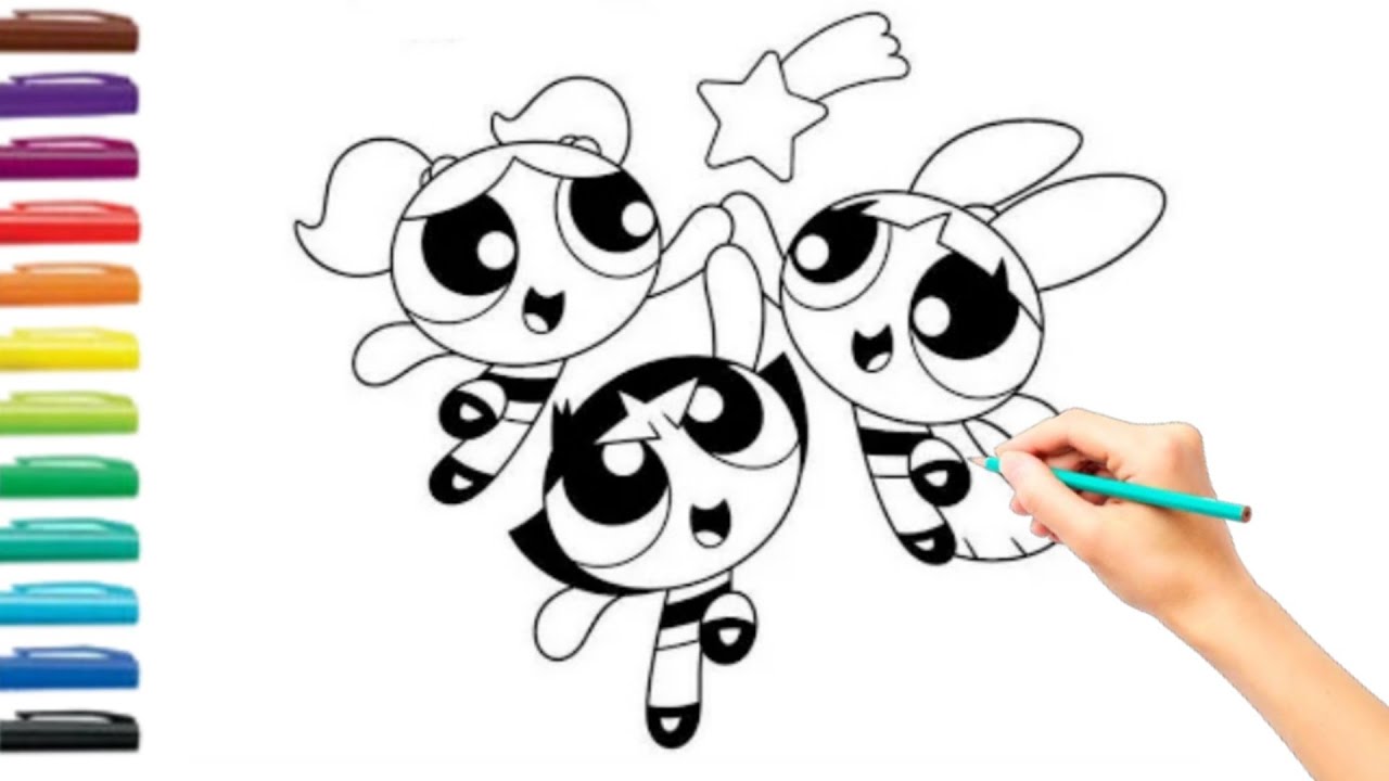 Drawing The Powerpuff Girls Bubless/Blossom and Buttercup Coloring Pages/How to Draw Powerpuff