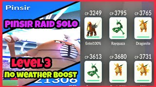 Pinsir Raid Solo in Pokemon go ( no weather boost ) | New Raid Level 3 in Pokemon go