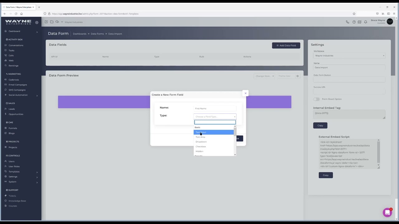 Create Data Forms for Lead Imports Into Ligna