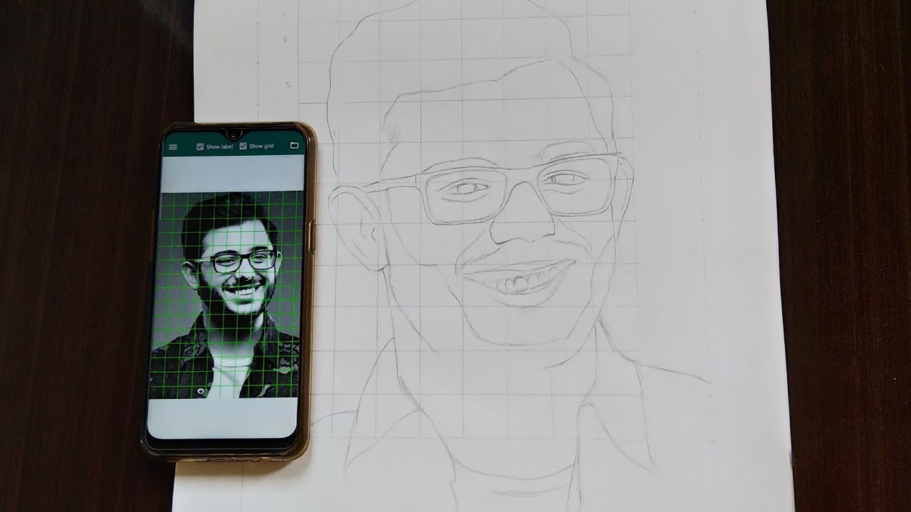 How to draw face outline using grid method - YouTube