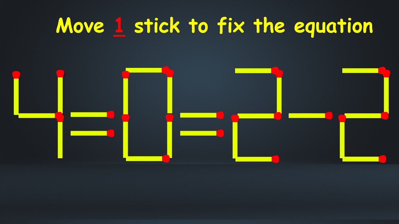 Can You Solve This Matchstick Puzzle? | Move 1 Stick to Fix the Equation!