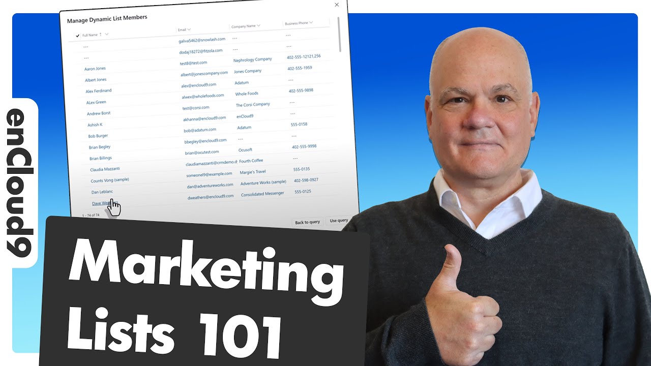 How to Use Marketing Lists in Dynamics 365 Sales | enCloud9 - YouTube