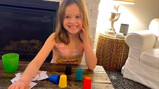 Quick Cups Match and Stack - 5 YR old KILLS IT! - Gorgeous smile :)