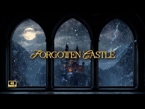 FORGOTTEN CASTLE 4K Medieval Castle Window Ambience Fantasy Music Snowfall 
