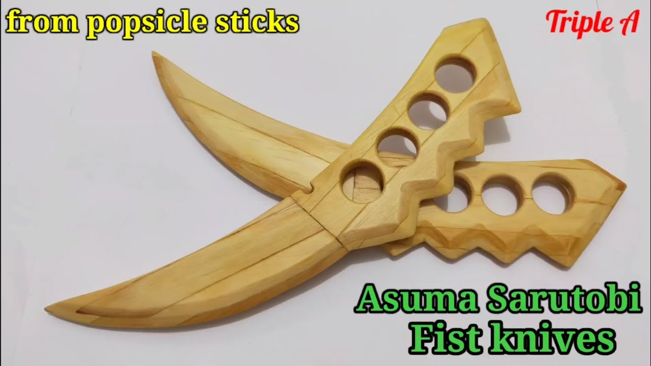 Making Asuma Sarutobi Fist Knives from Popsicle sticks. DIY