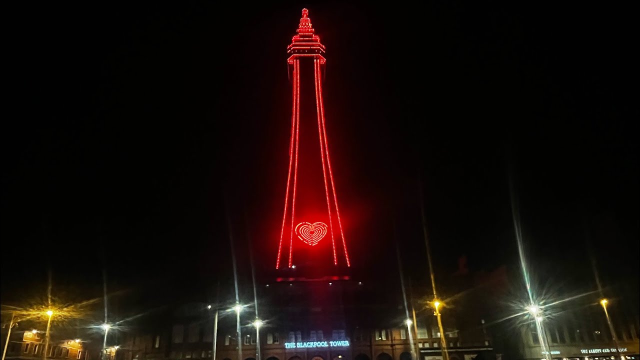 День святого Валентина, башня Блэкпула, смена цветов #blackpool #foryou #viralvideo #valentinesday