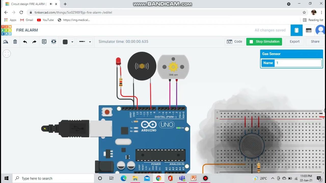 FIRE ALARM - CIRCUIT USING TINKER CAD APPLICATION - YouTube