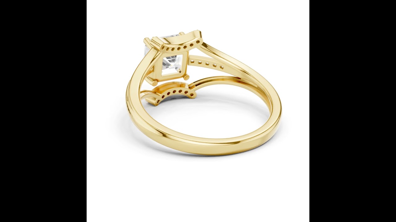 Asscher Cut Triple Band Split-Shank Ring