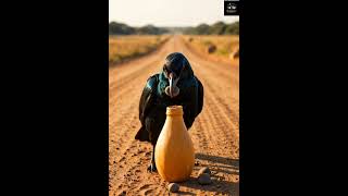 Persistence is the crow’s true power. 💧#AfricanStories #FolkloreMagic #CleverCrow #WisdomTales