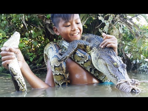 Primitive Technology: Simple DIY Python Snake, Crocodile Trap Using Real hand That Work 100%