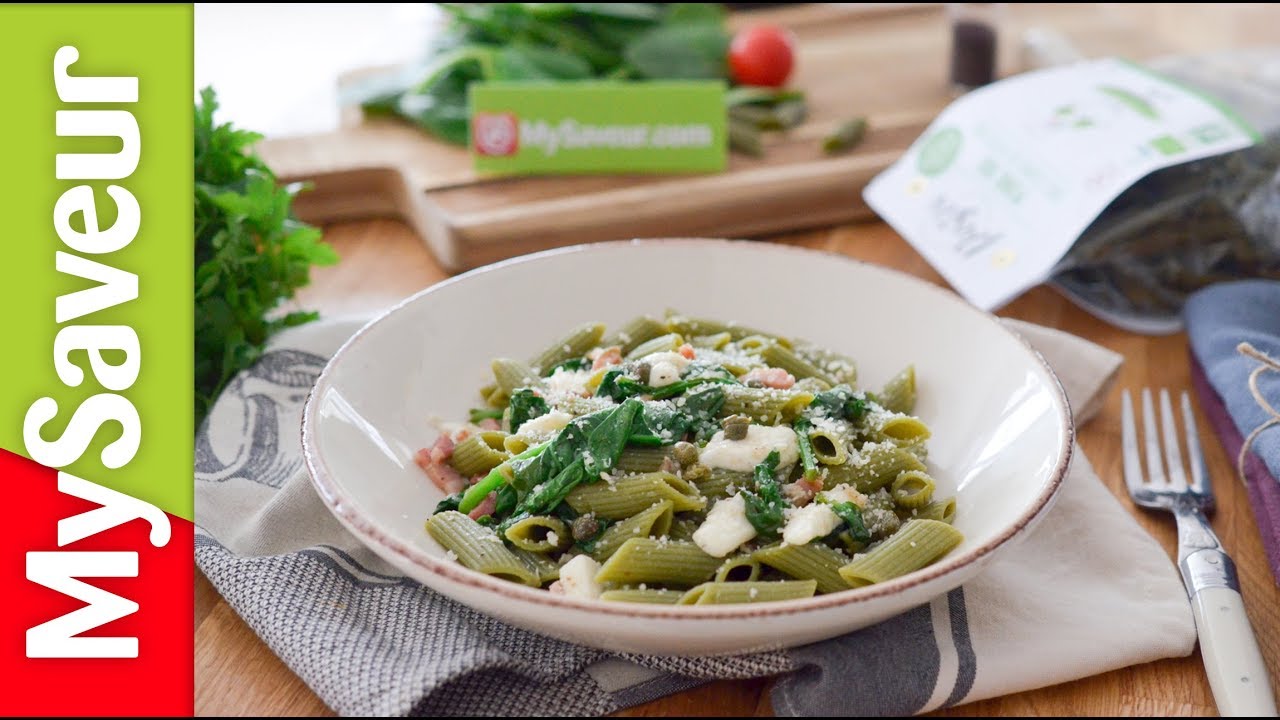 Penne lardons câpres & épinards (Recette Rapido) YouTube