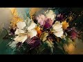 Elegant Floral TV Frame Art | Luxury Oil Painting Style Wall Art for Living Room Decor