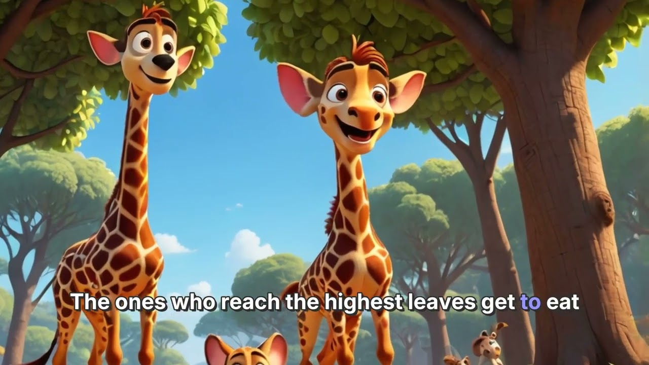 🐦🦋The Giraffes' Race for Wisdom🦒Giraffe's Neck and Neck RaceEvolution in Action 