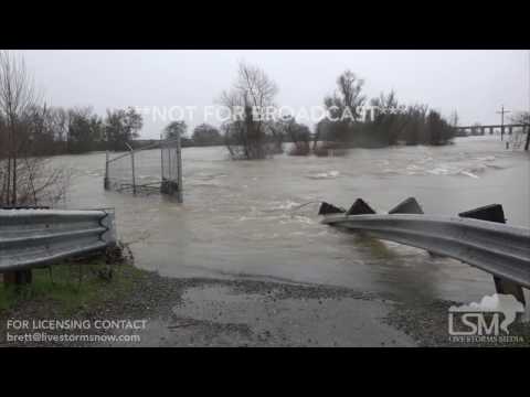 02-20-2017 Sacramento, California Flash Flooding Covers Highway