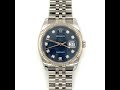 Rolex Datejust Blue Jubilee Anniversary Diamond Dial Watch. 116234 - 2000/09 - Box & papers