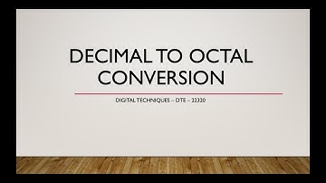 Decimal to Octal conversion made easy - MSBTE - 22320