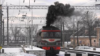 Запуск дизеля тепловоза ТЭП60-0394 / Diesel locomotive TEP60-0394 engine startup