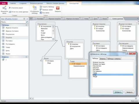 4.1 Создание связей между таблицами Microsoft Access 2010.