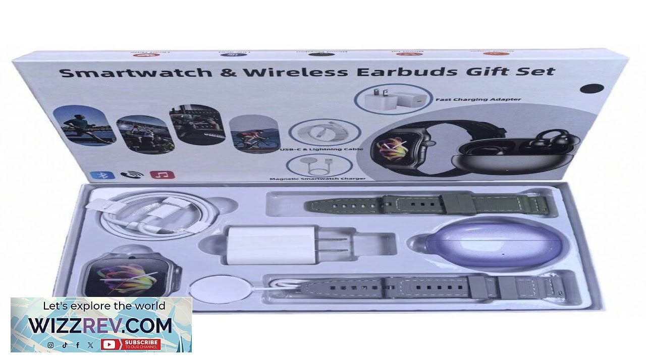 7 In 1 All In One Smart Watch Bundle Smartwatch Wireless Earbuds 2 Replacement Bands