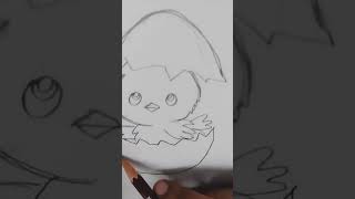 Drawing a Tiny Chick in an Egg 🐣💛#ArtLover #beginners #art #drawing