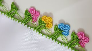 Yapraklı Yan Yana Fıstık Oyası Yapımı