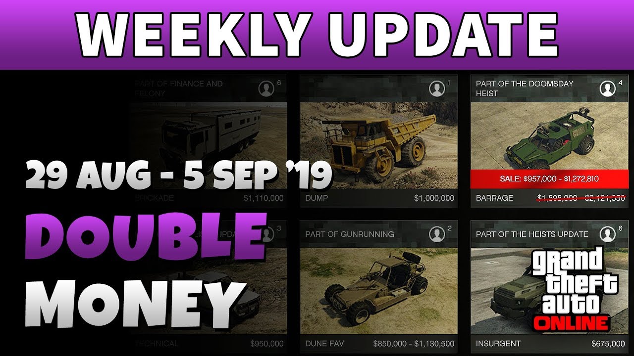 GTA 5 Double Money This Week GTA ONLINE WEEKLY DOUBLE RP AND CASH 
