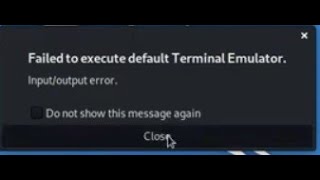 terminal emulator not opening on kali