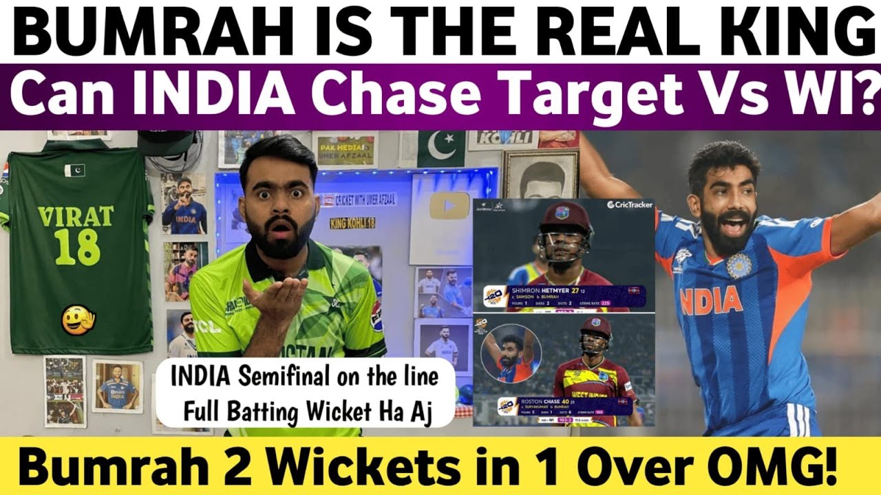 Bumrah 2 Wickets in 1 Over Vs WI 2026 | Pakistani Reaction on Ind Vs WI T20 WC Match 2026 | WI 200 |