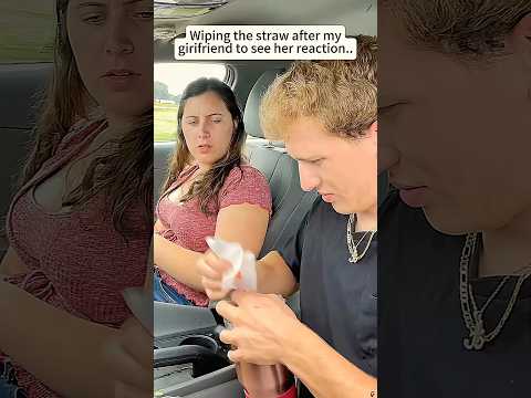 Wiping the straw after my girlfriend to see her reaction..😂🤣#funny #funnyprank #youtube #foryou