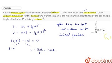 A ball is throwm upword with an initial velcoity o f`100 ms^(-1)`. After how much time will it
