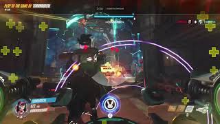 Overwatch DVa quad kill to win the game with a team kill.