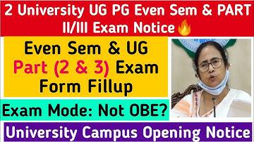 Even Sem & Part II/III Exam🔥: Not OBE? (Regular/Backlog) Form Fillup: University Campus Opening