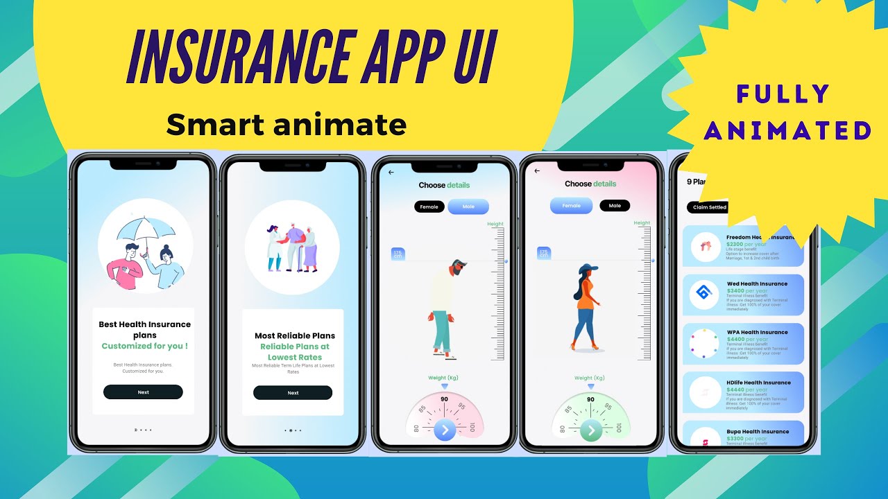Figma Smart animate - Insurance app iPhone UI (speed art) #figma - YouTube