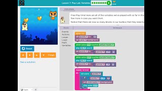 Code Org Course 4 Lesson 7 Play Lab Variables