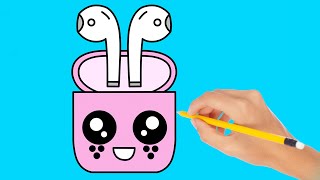 How To Draw Cute AirPods // Draw Kawaii