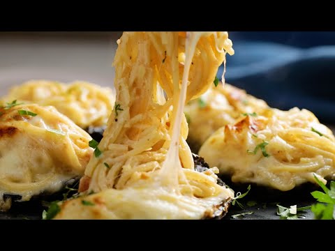 A Glorious Garlic Butter Pasta Stuffed Mushrooms | Tastemade