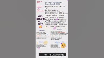 SSC MTS 2020 | SSC MTS RESULT OUT | SSC MTS Result Update | ssc mts result 2022 || #shorts #viral
